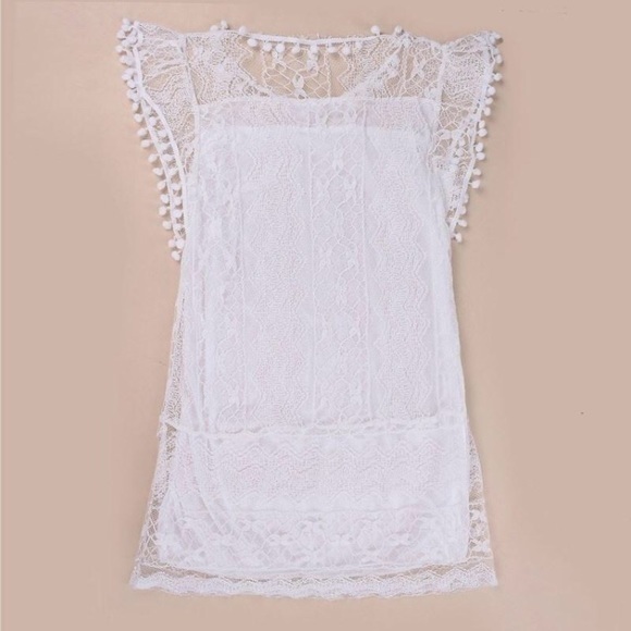 Sleeveless  XL  white cover up lace embroidered - Picture 2 of 8